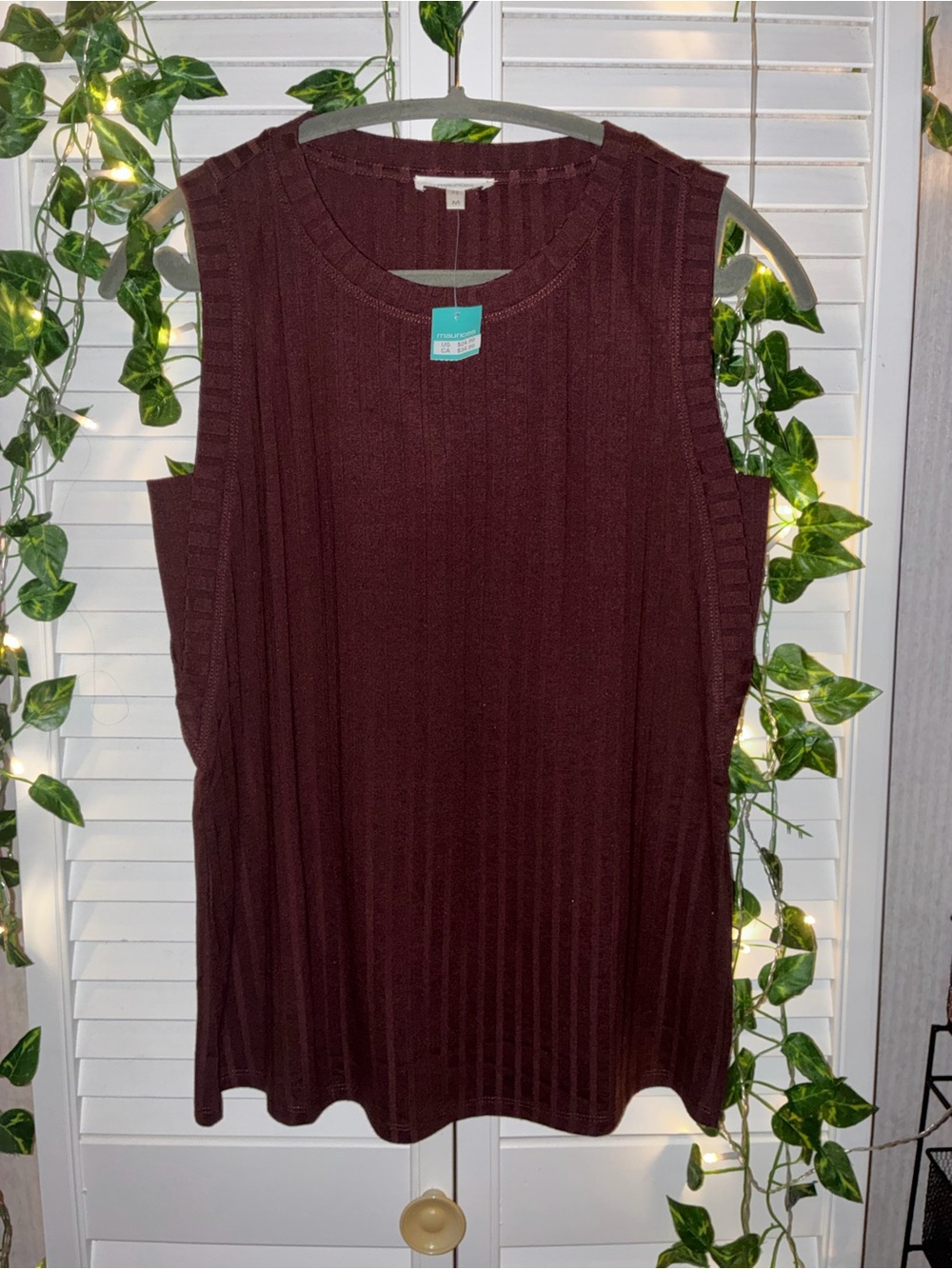 Maurices Ribbed Sleeveless Tank - Burgundy